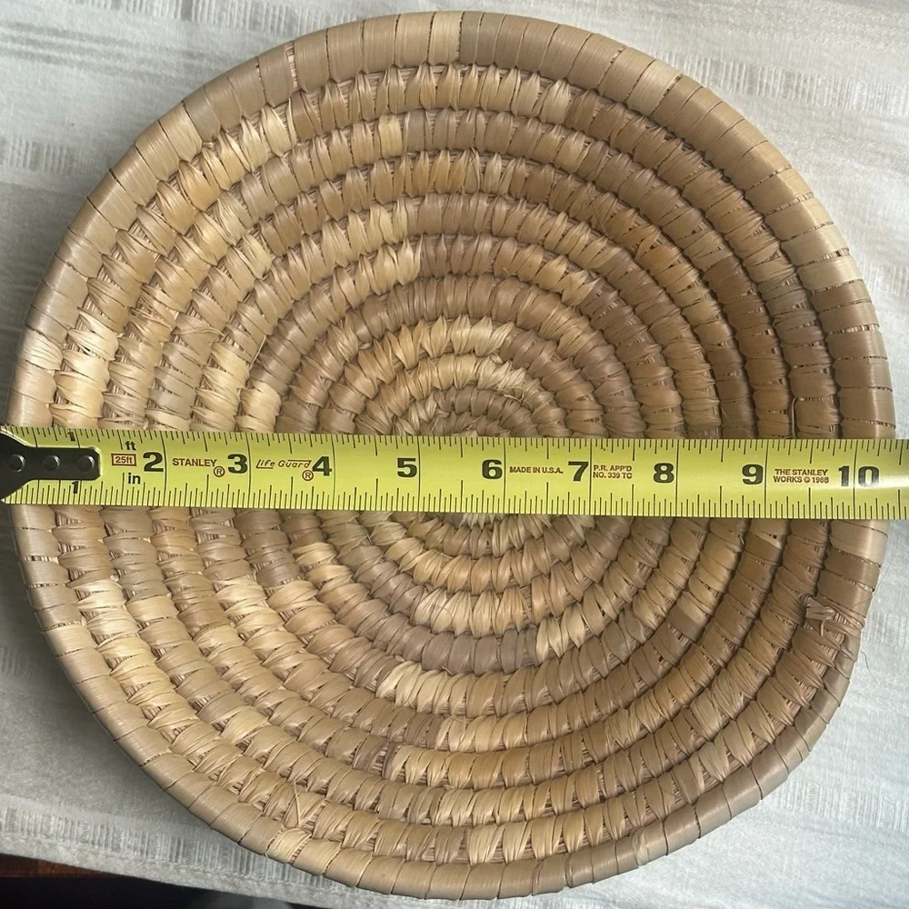 Woven Basket Set Boho Farmhouse Decor Natural Fiber Bowls Pair